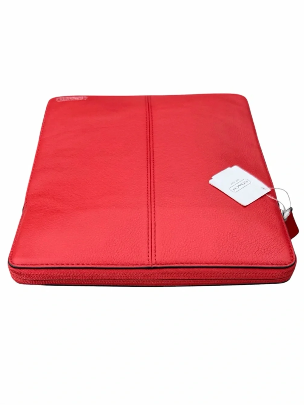 Coach Red Pebble-Grain Leather Padded Tablet Sleeve - Slim Zip Case 10.5 x 8.5
